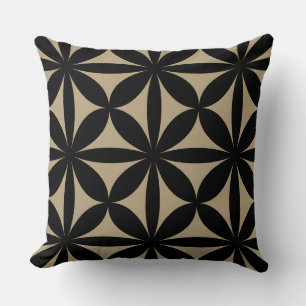 Coussin Noir et Tan Moderne / Retro Print