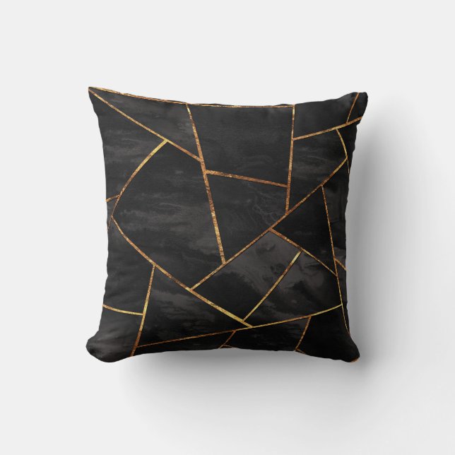 Coussin Noir foncé Or Cuivre Glam géométrique #1 #geo  (Recto)