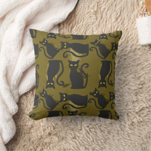Coussin Noir Kitty Chat Metallizer Faco Déco