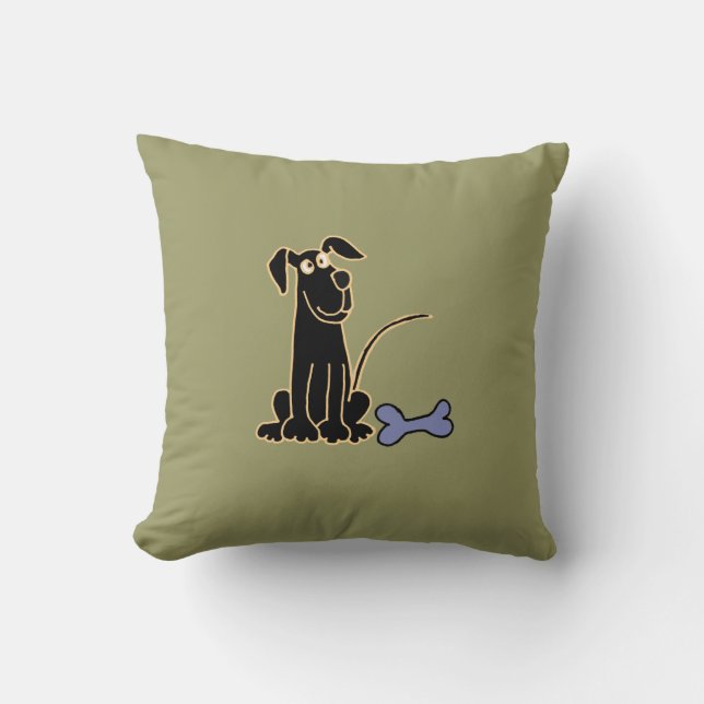 Coussin noir mignon AJ de chiot (Recto)