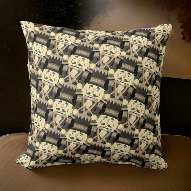 Coussin Noir Noir Casse-Noir Soldier Noël | (Créateur téléchargé)