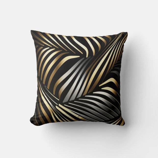 Coussin Noir, or et argent abstrait (Recto)