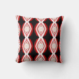 Coussin Noir, rouge, blanc motif abstrait solide