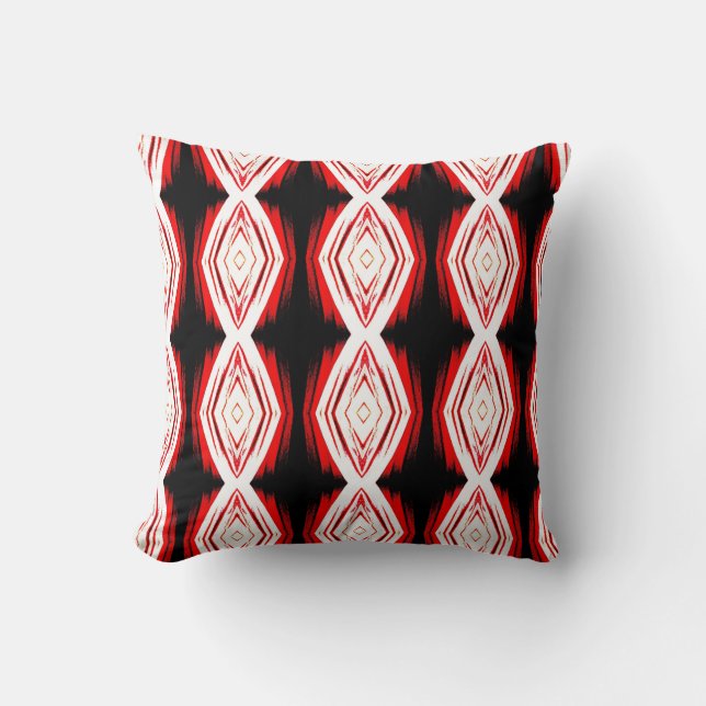 Coussin Noir, rouge, blanc motif abstrait solide (Recto)
