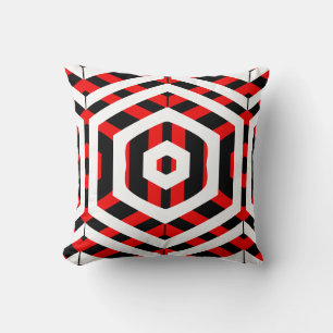 Coussin Noir, rouge, blanc motif abstrait solide