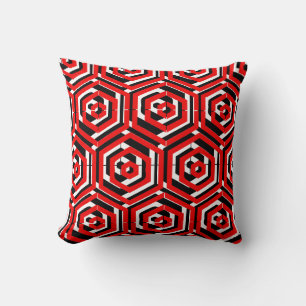 Coussin Noir, rouge, blanc motif abstrait solide