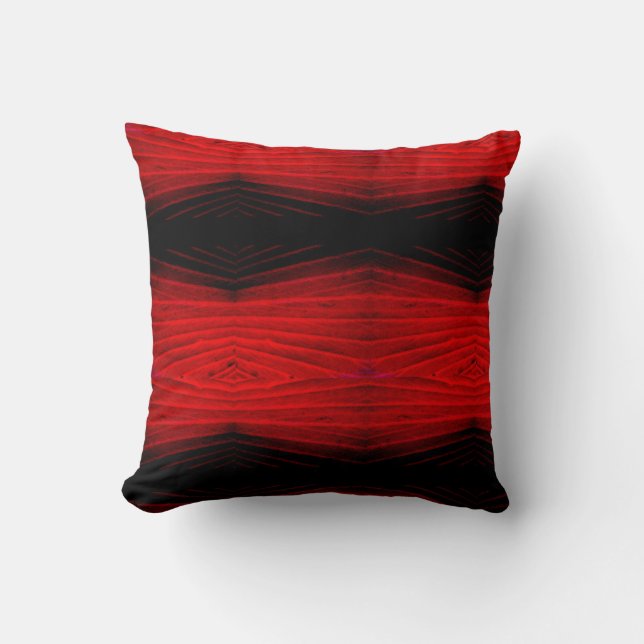Coussin Noir, rouge, dos motif abstrait solide (Recto)