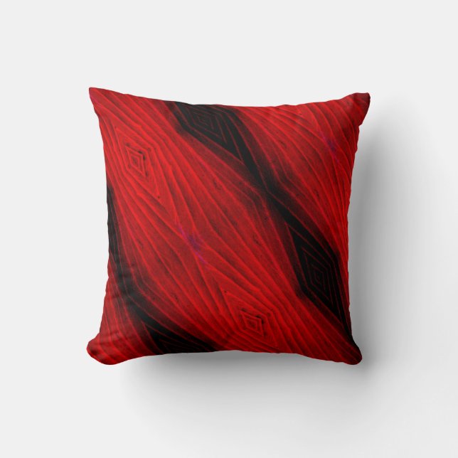 Coussin Noir, rouge, dos motif abstrait solide (Recto)