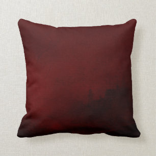 Coussin Noir rouge sang profond d'océan de phare