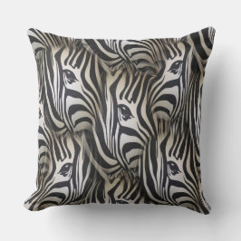 Coussin Noir - Silhouette blanche Zebra conception de répé