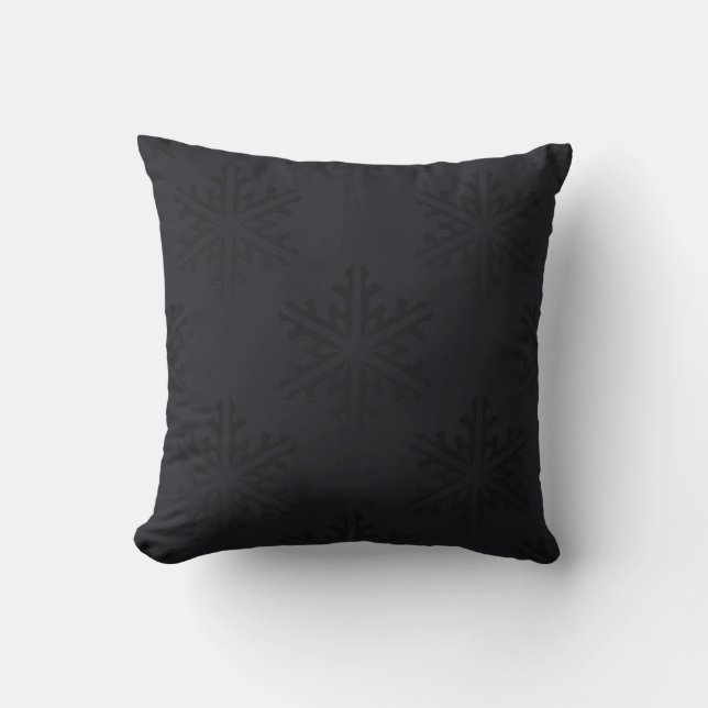 Coussin Noir sur Black Flammes de neige Glam Holiday hiver (Recto)