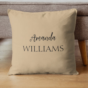 Coussin Noir tendance Elegant Prénom   Tan Brown