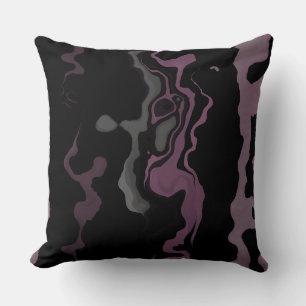 Coussin Noir, violet et gris abstrait