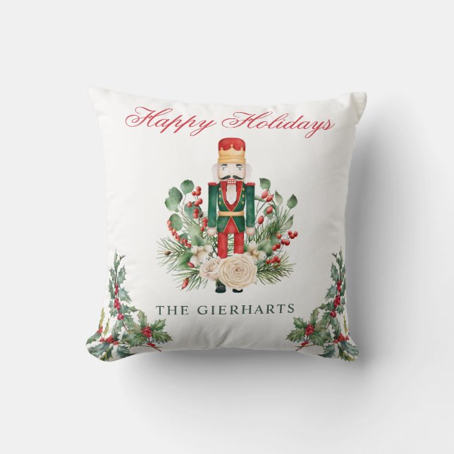 Coussin Noisette de Noël Joyeux Fêtes Famille (Recto)
