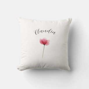 Coussin Nom Aquarelle Botanique Florale Simple Moderne