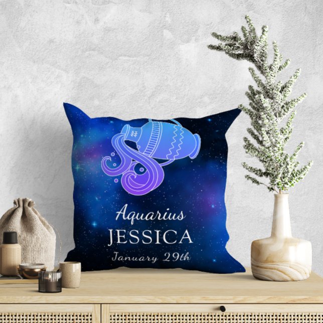 Coussin Nom avec signe Zodiaque Aquarius Cadeau Jeu d'orei (Créateur téléchargé)