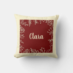 Coussin Nom botanique personnalisé Rouge d'Automne