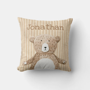 Coussin Nom Brown de l'ours Rustic Stripe Nursery