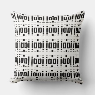 Coussin Nom chiffré moderne et élégant en noir et blanc