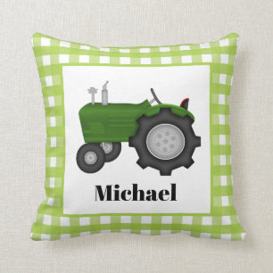 Coussin Nom d'ajout du tracteur agricole vert pâle