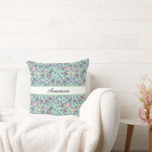 Coussin Nom d'arc en pastel personnalisé
