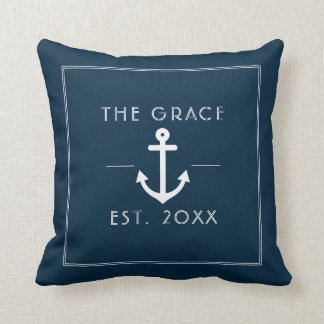 Coussin Nom de bateau classique moderne Marine nautique