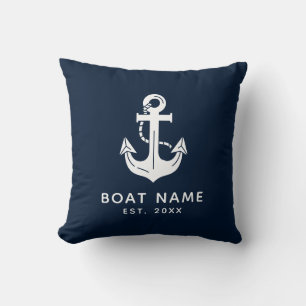 Coussin Nom de bateau personnalisé et maison de plage naut