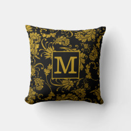 Coussin Nom De Famille Des Damas Noirs Et Or