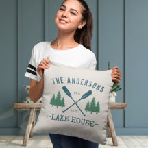 Nom de famille Lake House Oars rustiques Pine Tree