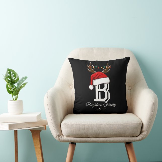 Coussin Nom de famille monogramme Noël du Père Noël (Chaise)