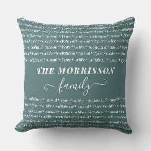 Coussin Nom de famille Motif Moderne Script tendance