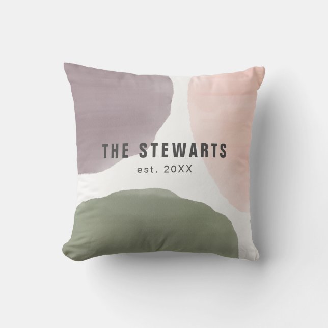 Coussin Nom de famille personnalisé Cercles d'aquarelle mo (Recto)
