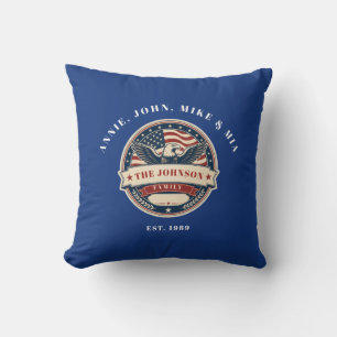 Coussin Nom de famille personnalisé Famille Aigle Patrioti