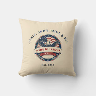 Coussin Nom de famille personnalisé Famille Aigle Patrioti