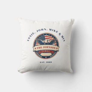 Coussin Nom de famille personnalisé Famille Aigle Patrioti
