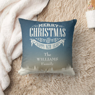 Coussin Nom de famille personnalisé Joyeux Noël