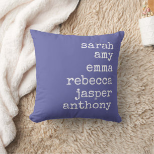 Coussin Nom de famille personnalisé violet Monogramme