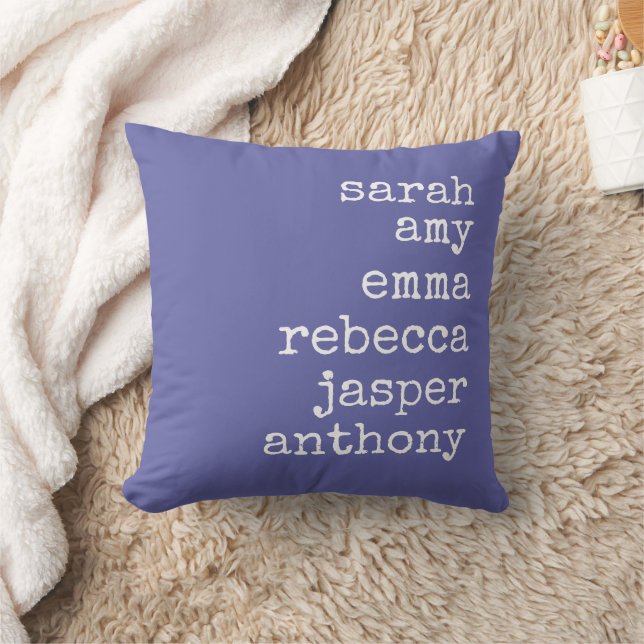 Coussin Nom de famille personnalisé violet Monogramme (Couverture)