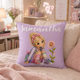 Coussin Nom de fille blonde personnalisé