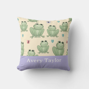 Coussin Nom de la nurserie genre neutre de la grenouille s