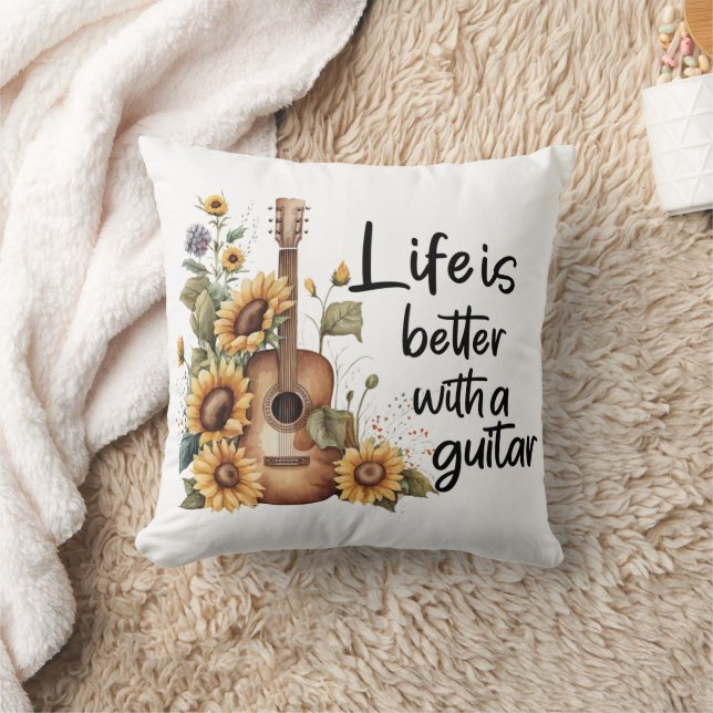Coussin Nom de la Personnaliser Guitare avec tournesol (Couverture)