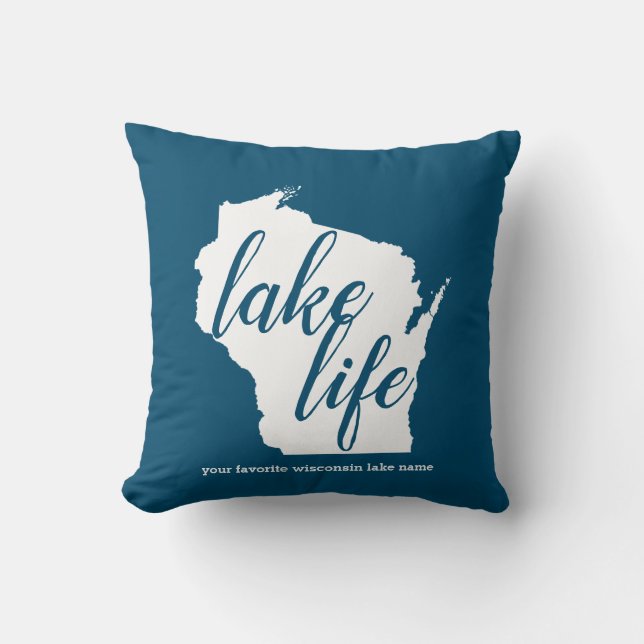 Coussin Nom de lac customize du Wisconsin de la vie de lac (Recto)