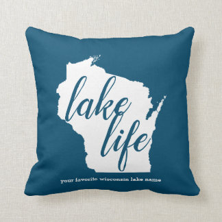 Coussin Nom de lac customize du Wisconsin de la vie de lac
