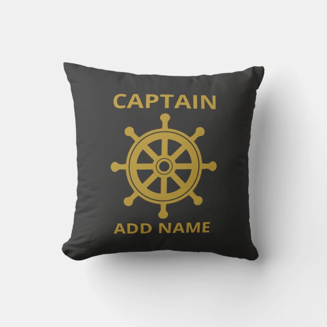 Coussin Nom de l'ajout de la roue de navire Gold Captain (Recto)