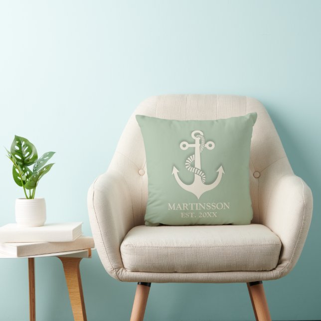 Coussin Nom de l'Ancre blanche de la Monnaie Aqua Date Nau (Chaise)