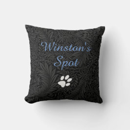 Coussin Nom de l'animal de compagnie Black Floral Blue Scr