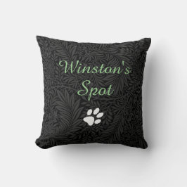 Coussin Nom de l'animal de compagnie Black Floral Green Sc