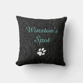Coussin Nom de l'animal de compagnie Black Floral Script T