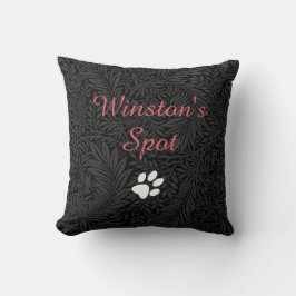 Coussin Nom de l'animal de compagnie noir Floral rouge Scr