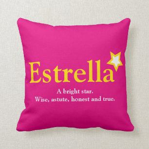 Coussin Nom de l'Estrella signifiant étoile rose clair ja